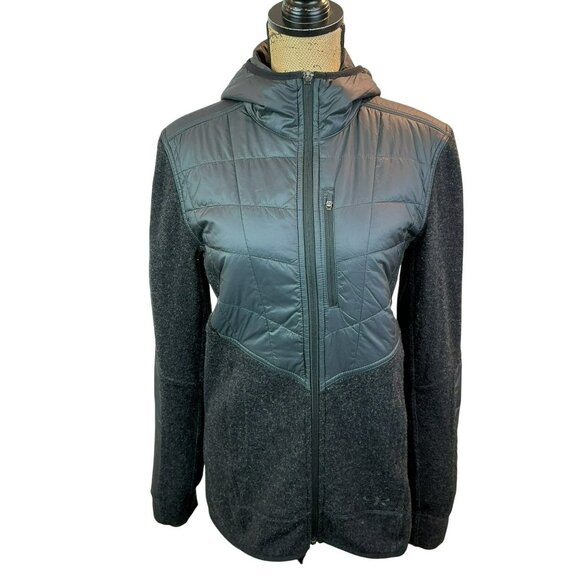 Outdoor Research Cyprus Hybrid Full Zip Hoody Womans S/P Jacket Gray Wool Blend - Picture 2 of 14